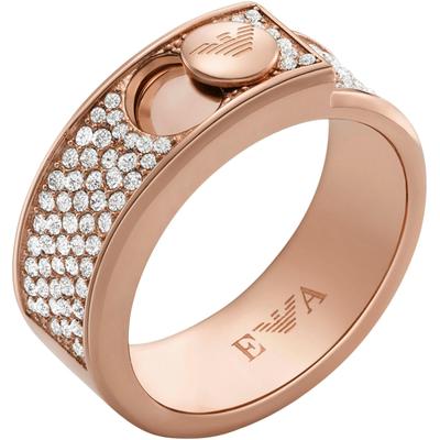 Fingerring EMPORIO ARMANI "COUPLES EGS3091040, EGS3092221" Gr. 17, rosa (roségoldfarben, weiß, kristallweiß), Fingerring