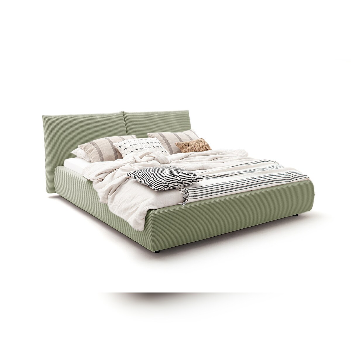 KAWOLA Bett HENRY Polsterbett Cord olivgrün 180x200cm Image