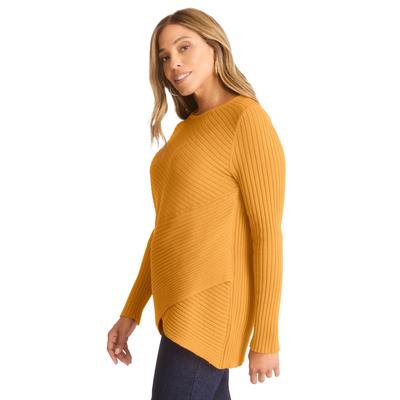 Plus Size Women's Ribbed Crossover Crewneck by Jessica London in Rich Gold (Size 1X)