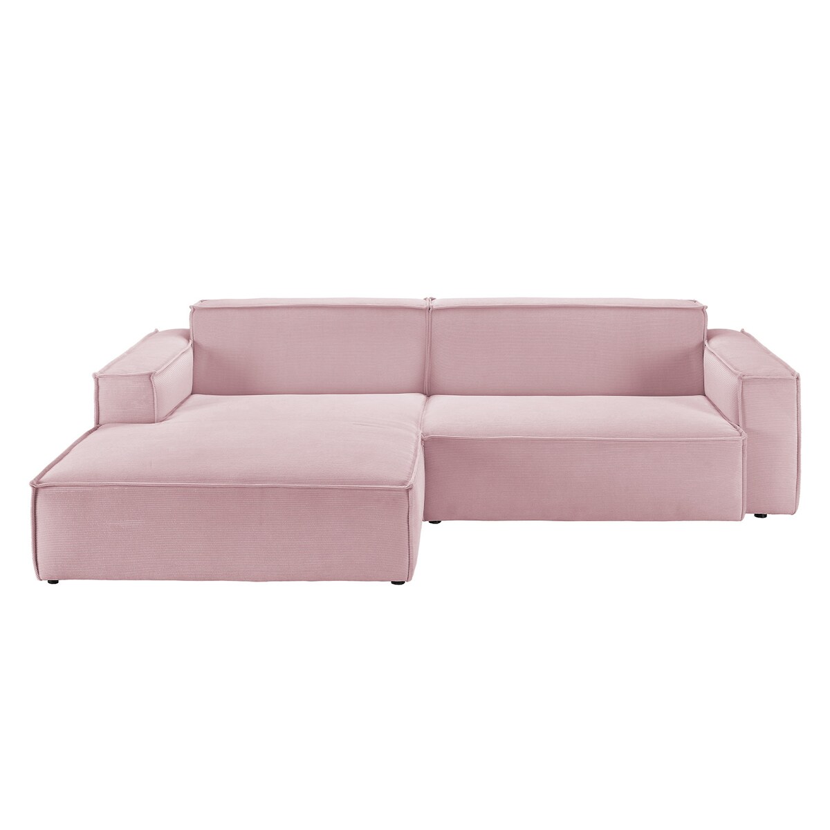 KAWOLA Sofa SAMU Ecksofa Feincord rosa Recamiere links Image