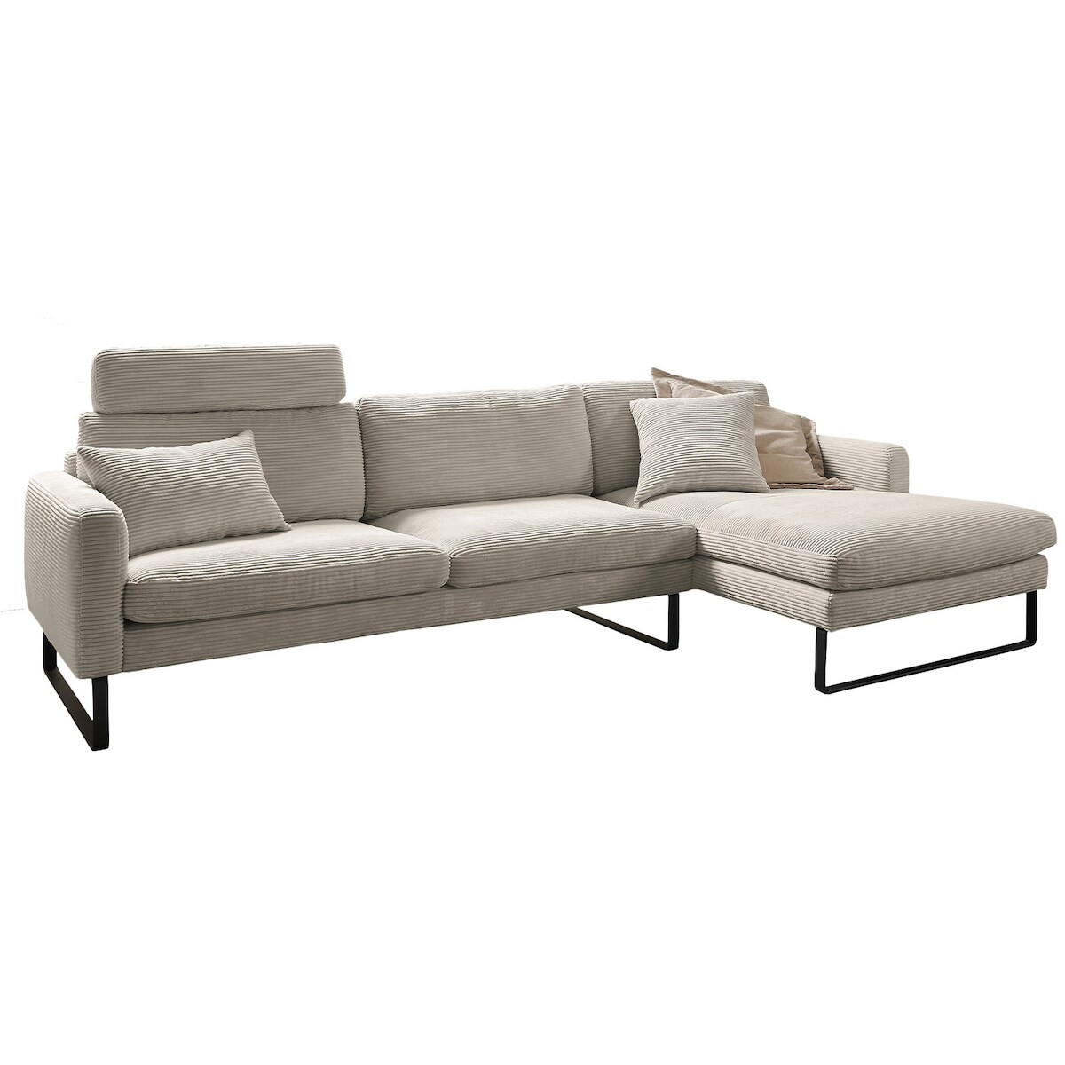 KAWOLA Sofa RICARDA Ecksofa Cord steingrau Recamiere rechts Image