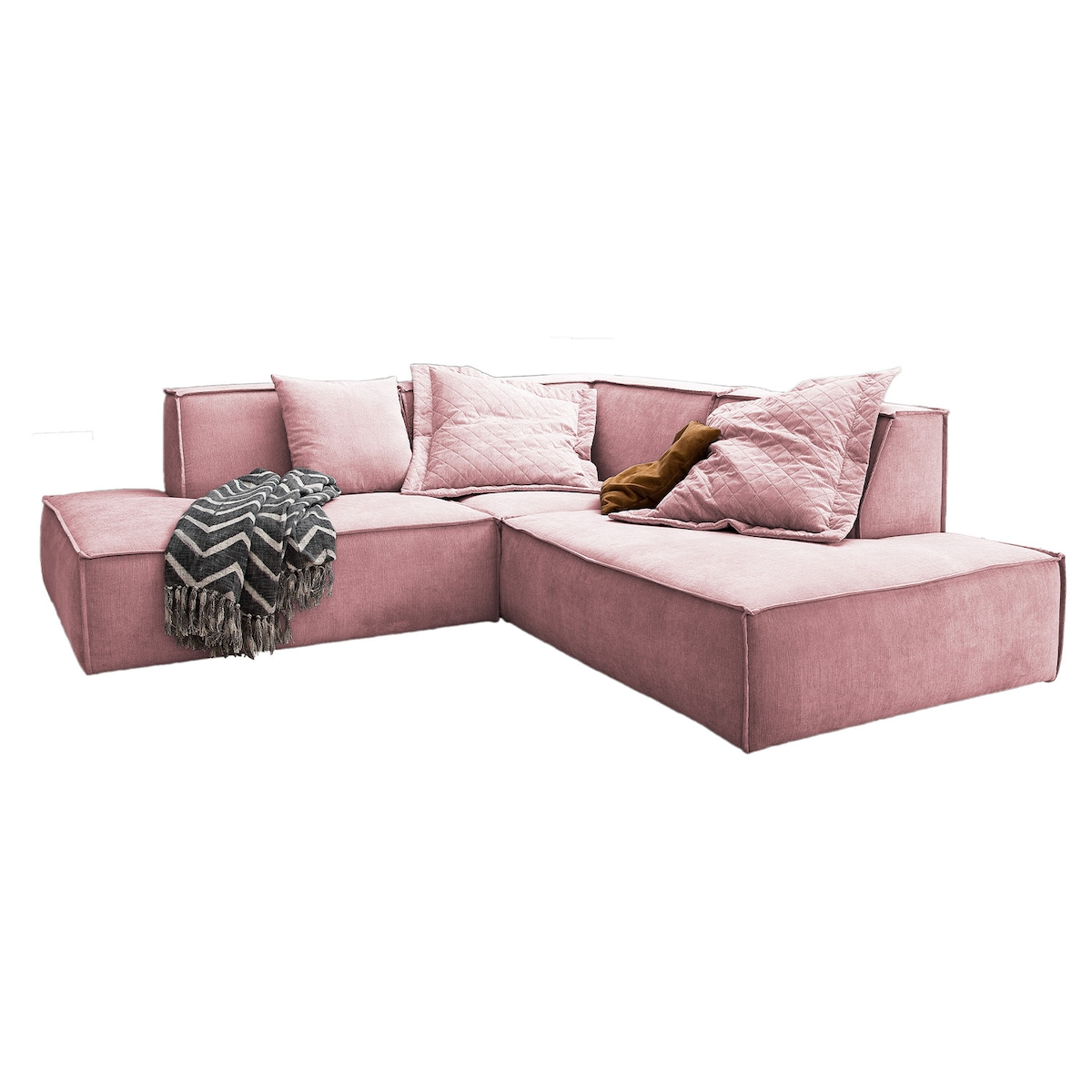 KAWOLA Sofa SAMU Ecksofa Stoff rosa Recamiere rechts Image