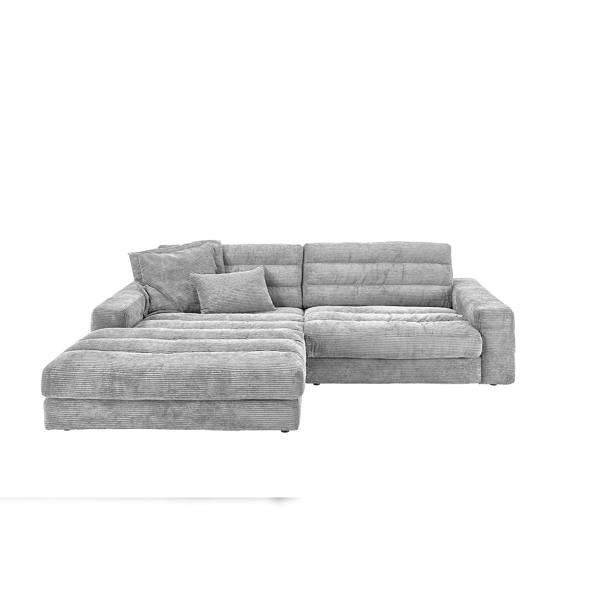 KAWOLA Sofa LANA Ecksofa Cord hellgrau Recamiere links Image