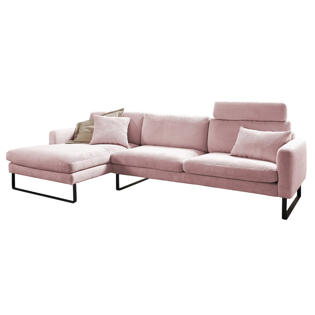 KAWOLA Sofa RICARDA Ecksofa Cord rosa Recamiere links Image