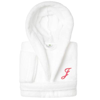 Sweet Kids 100% Polyester SUPER PLUSH Double Brushed Hooded Bathrobe with Pink Script Monogram