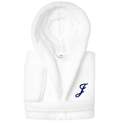 Sweet Kids 100% Polyester SUPER PLUSH Double Brushed Hooded Bathrobe with Navy Script Monogram