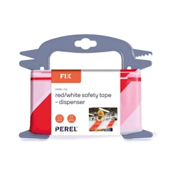 Perel Absperrband auf Rolle 100 m, ideal für temporäre Absperrungen und Veranstaltungen, rot/weiß Image