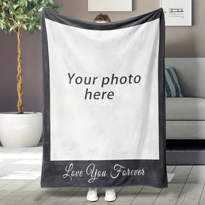 TEMU Custom Photo Flannel Throw Blanket - Personalized Gift For Loved Ones, Soft & Cozy Nap Blanket For All Seasons