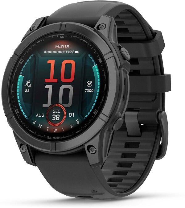 Garmin fenix E Multisport GPS Smartwatch, Slate Gray Steel with Black Silicone Band