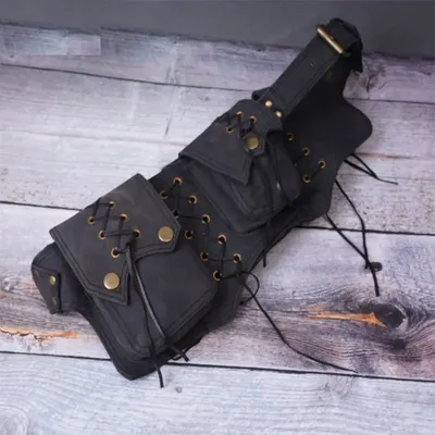 2021 Medieval Tasche Tasche PU Leder Gürtel Geldbörse Brieftasche Männer Frauen Steampunk Viking Pirate Cosplay Renaissance Taille tasche Image