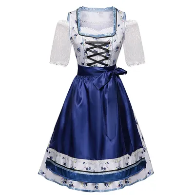 Frauen Vintage Spitzen kleider Deutsch traditionelle bayerische Lederhosen Dirndl Cosplay Kostüm Halloween Party Performance Kleidung Image