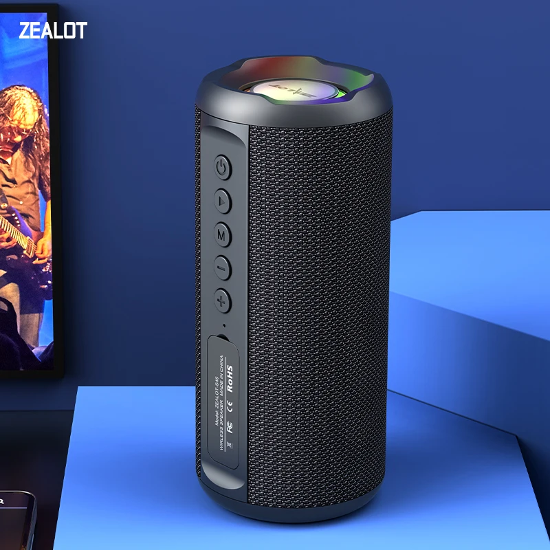 Zealot-S46 Tragbarer Bluetooth-Lautsprecher, IPX4, wasserdicht, 6 Stunden 10 W, super lauter Klang, kabelloser Lautsprecher für Telefon, TF-Karte Image