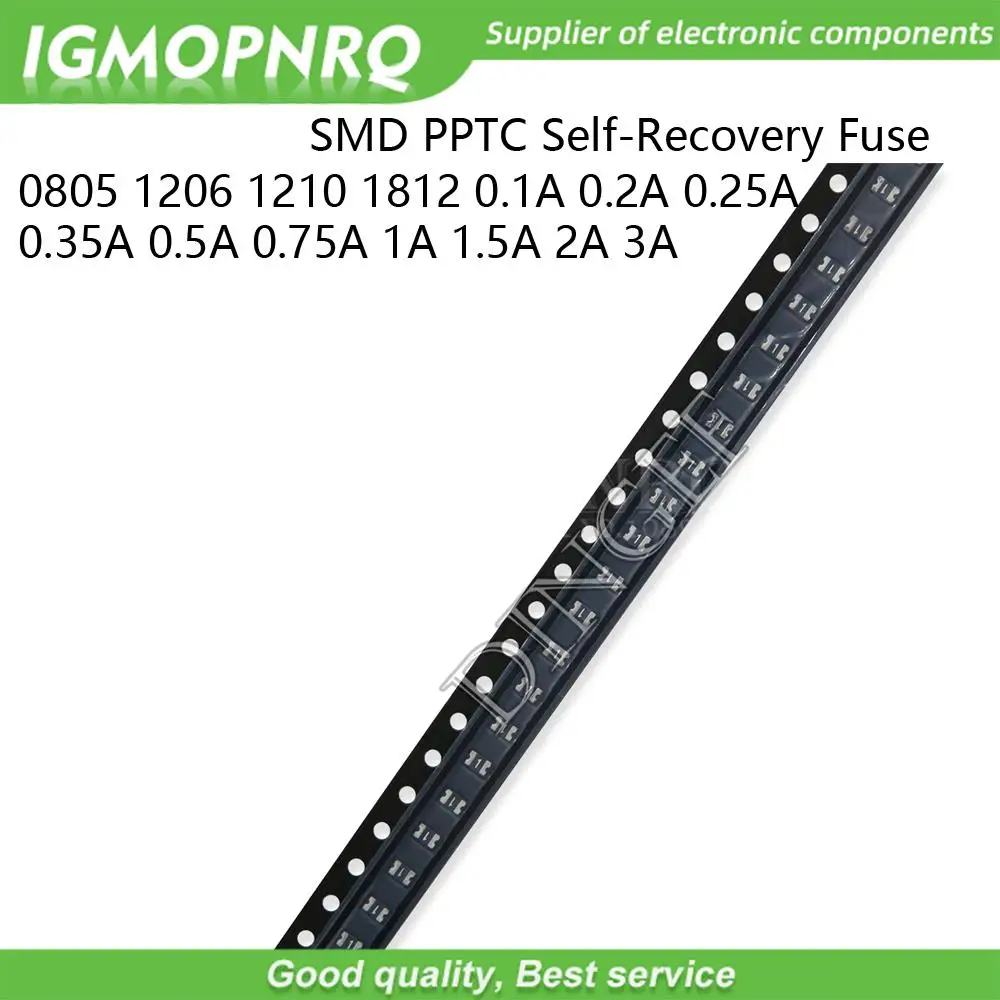 20 Stück 0603 0805 1206 1210 1812 0,1 A 0,2 A 0,25 A 0,35 A 0,5 A 0,75 A 1 A 1,5 A 2 A 3 A PPTC Self-Recovery-Sicherung SMD-SICHERUNG rücksetzbare SMD Image