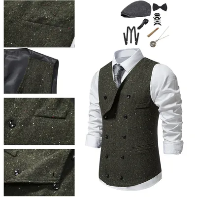 Fantasie Erwachsenen Retro Weste Hut Cosplay Kostüm Krawatte für Männer Rollenspiel Outfits Image