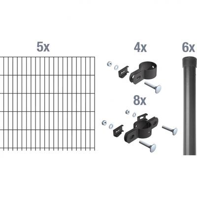 Alberts Einstabmatten Zaun-Set anthrazit, zum Einbetonieren, 75 cm, 10 m