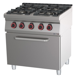 Gasherd mit 4 Kochstellen und belüftetem Elektrobackofen GN 1/1 80 - Linie 700 C7FOG4FFV80 Casselin