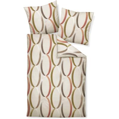 Bettwäsche JANINE "DAVOS65156 08", beige (taupe siena), B/L: 135cm x 200cm, , Feinbiber, B/L: 80cm x 80cm, Feinbiber, Obermaterial: 100% Baumwolle, Bettwäsche, mit Reißverschluss Image