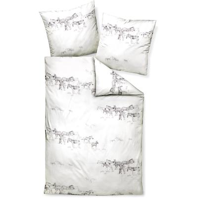 Bettwäsche JANINE "moments98110 07", grau (naturell grau), B/L: 155cm x 200cm, , Mako-Satin, B/L: 80cm x 80cm, Mako-Satin, Obermaterial: 100% Baumwolle, Bettwäsche, mit Reißverschluss Image