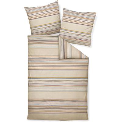 Bettwäsche JANINE "DAVOS65153 07", beige (naturell), B/L: 135cm x 200cm, , Feinbiber, B/L: 80cm x 80cm, Feinbiber, Obermaterial: 100% Baumwolle, Bettwäsche, mit Reißverschluss Image
