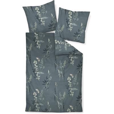 Bettwäsche JANINE "moments98114 02", blau (nachtschattenblau), B/L: 155cm x 220cm, , Mako-Satin, B/L: 80cm x 80cm, Mako-Satin, Obermaterial: 100% Baumwolle, Bettwäsche, mit Reißverschluss Image