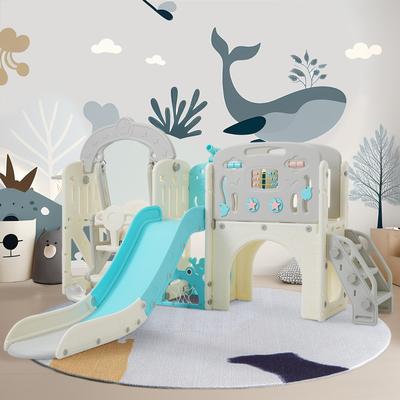 Modern Freestanding Toddler Slide and Swing Set 10 in 1