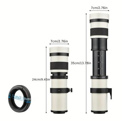 TEMU Camera Mf Super Telephoto Zoom Lens F/8.3-16 420-800mm T Mount With Adapter Ring Universal 1/4 Thread Replacement For Ef-mount Cameras Image