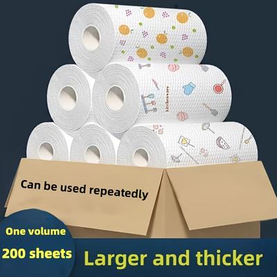 TEMU 1 Roll Of 200pcs Towels, Washable Wet And Dry Dual-use Towels, Oil-free Dishcloths, Oil Cloths, Oil Removal Towels, Household Cleaning Cloths, Drying Cloths, Cleaning Supplies, Cleaning Tools