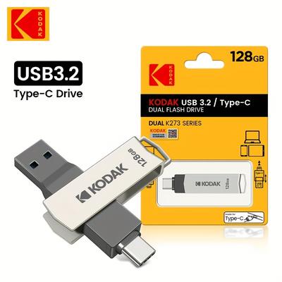 TEMU Kodak 360 Rotation K273 Metal Usb3.1 Usb Flash Drive Usb3.0 Pendrive 64gb 128gb Type C Flash Drive Landyard For Keys Usb For Smartphone Pc