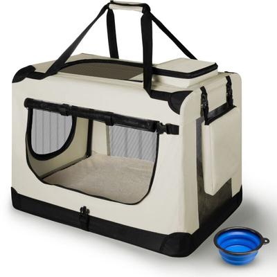 Juskys - Hundetransportbox Lassie s (beige) faltbar - 34 x 50 x 36 cm - Hundetasche mit Decke,