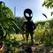 Paletto da giardino con Silhouette aliena astratta, decorazioni per la casa all