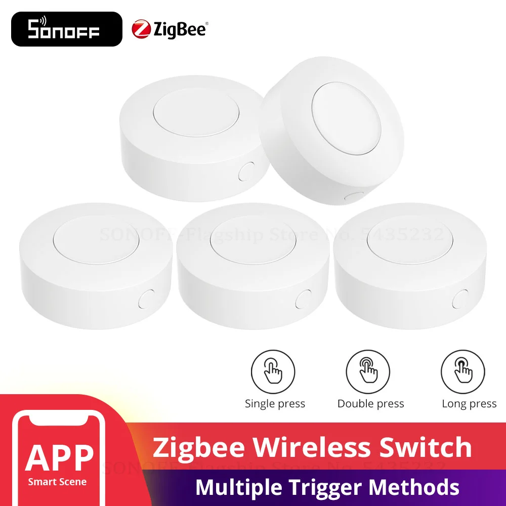 1-10PCS SONOFF Zigbee Wireless Switch SNZB-01P Smart Home controllo del pulsante di scena personalizzato funziona con Alexa Smartthings eWeLink