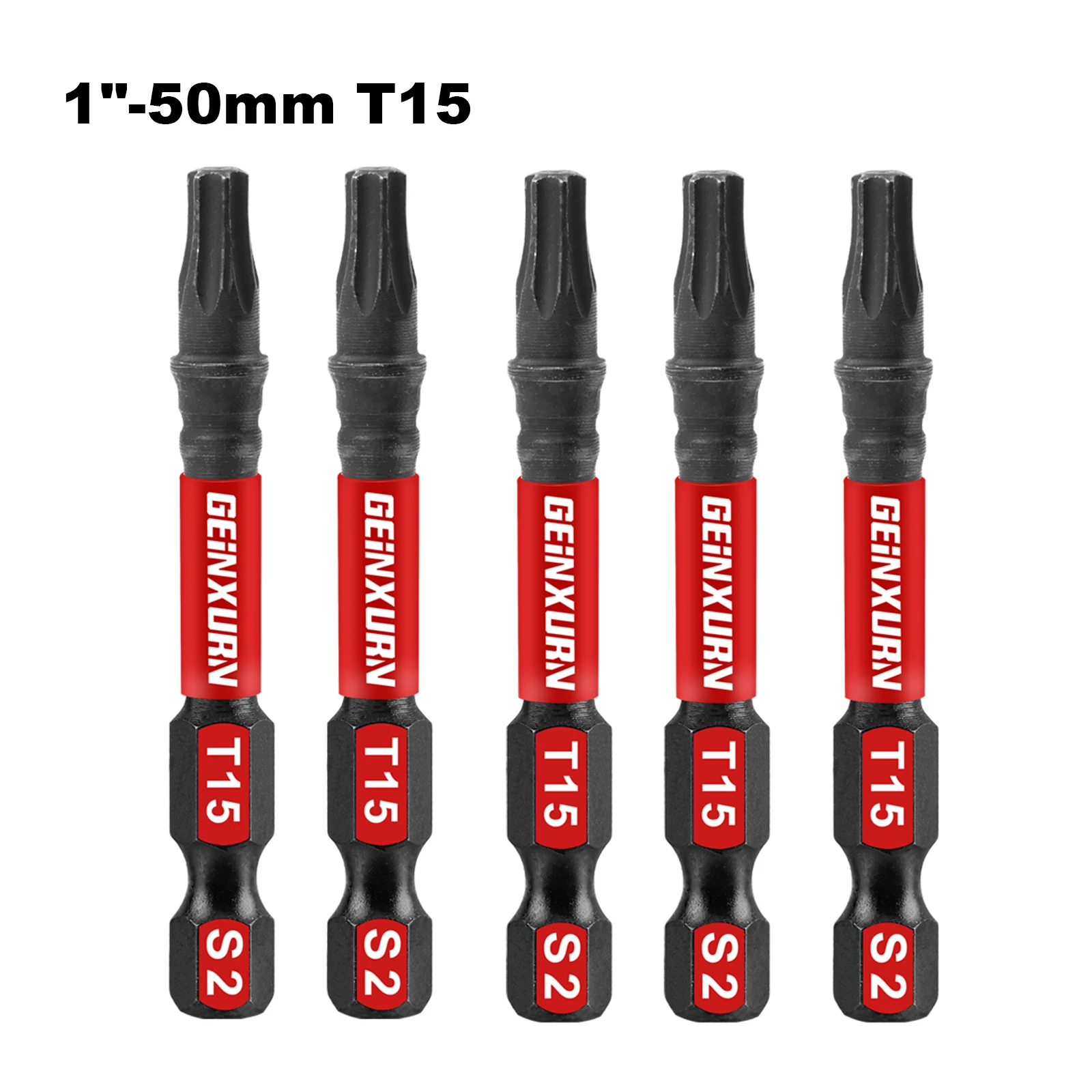 Geinxurn Set di punte magnetiche resistenti agli urti da 2 pollici, punte di alimentazione con testa Torx, set di punte per cacciavite T15 con stella in acciaio legato S2