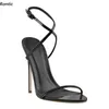 Rontic handgemachte Frauen Knöchel riemen Sandalen sexy Stiletto High Heels runde Zehen grün lila Party Schuhe Damen uns Größe 5-20