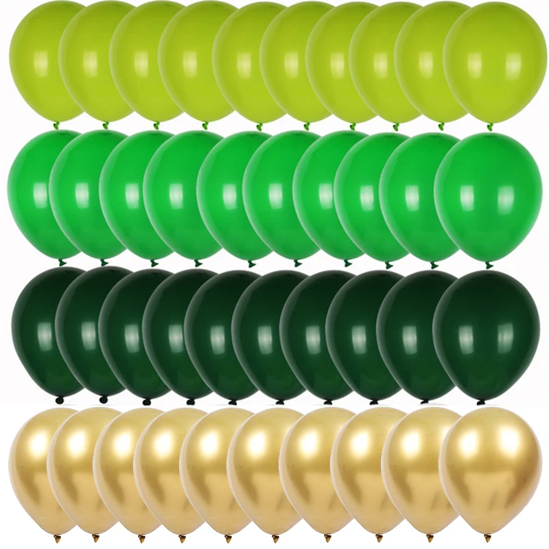 40 Teile/satz Dschungel Thema Party Dekorationen Ballon Set Dunkelgrün Ballon Wald Serie Geburtstag Party Im Freien Bogen Ballon Set Image