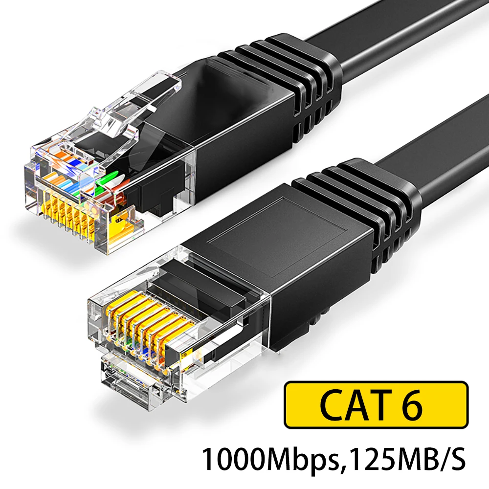 Ethernet-Kabel, Cat6-Flachkabel, Gigabit-Hochgeschwindigkeit, 1000 Mbit/s, Internetkabel, RJ45, geschirmtes Netzwerk-LAN-Kabel für PC, PS5, PS4, PS3, Xbox Image