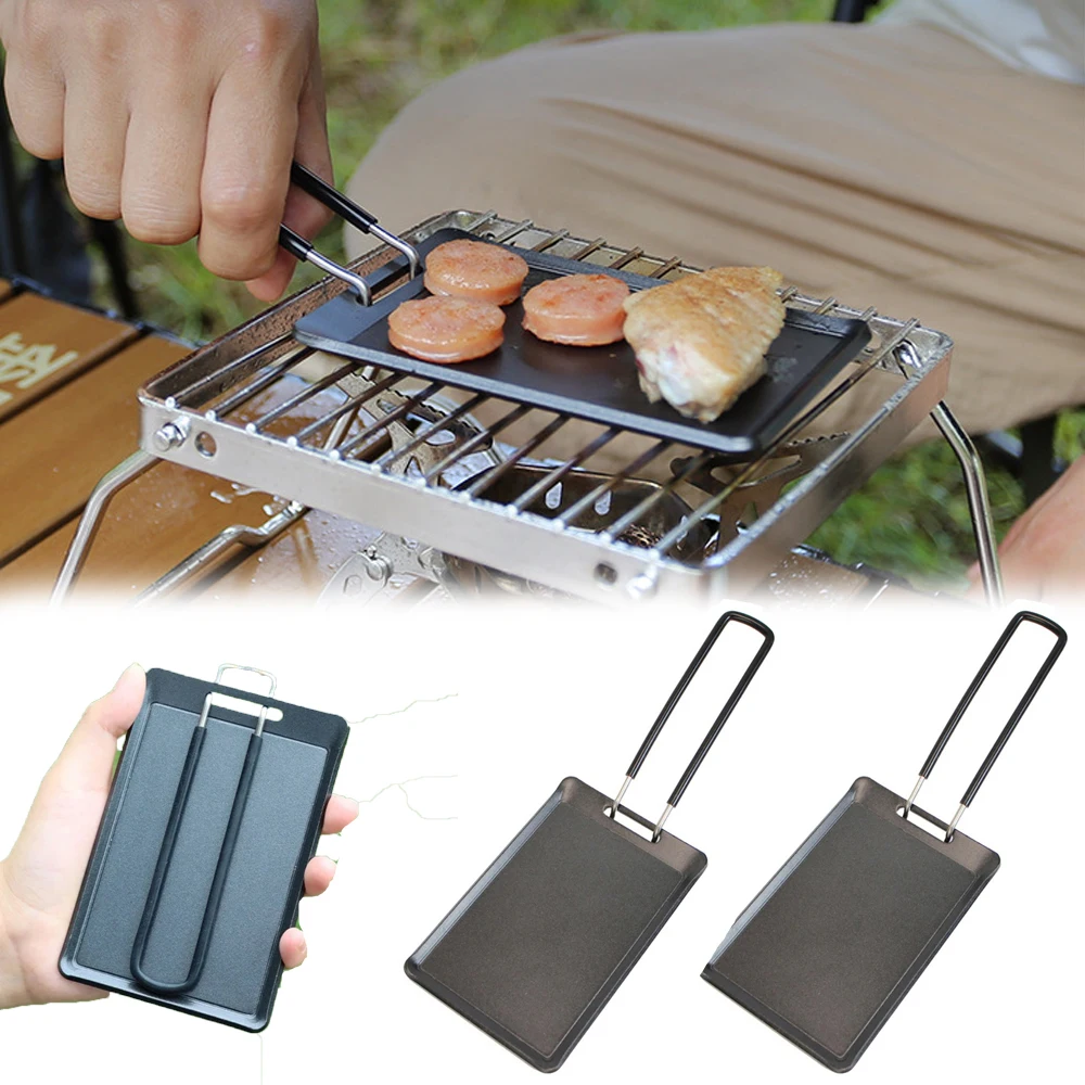 BBQ Braten Platte Camping Braten Pan Outdoor Tragbare Grill Pan BBQ Backen Gerichte Pfannen Reise Camping Kochgeschirr Grill Werkzeuge Image