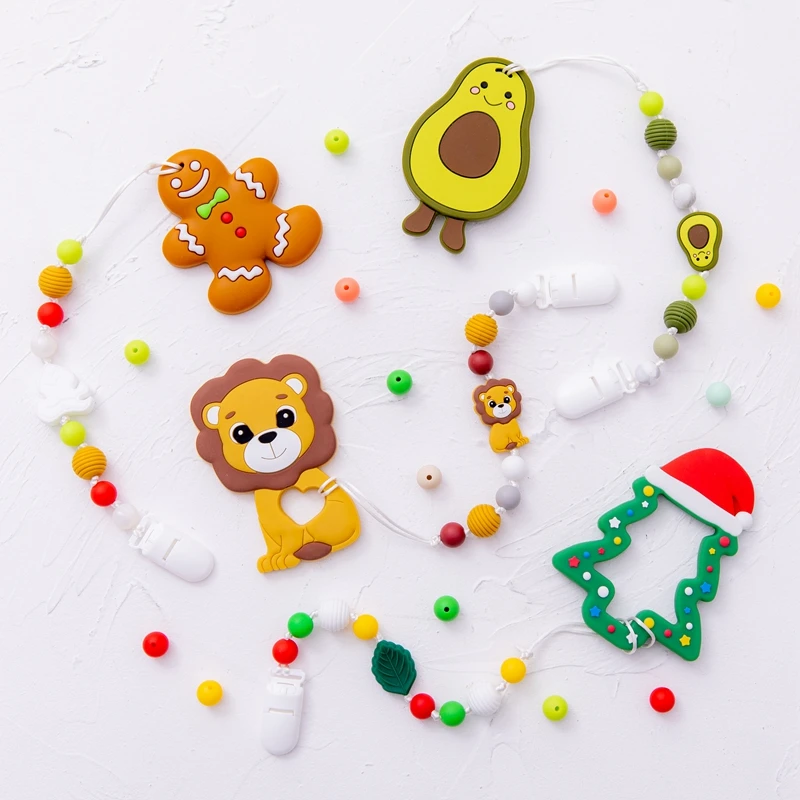 Baby Schnuller Clips Kette Silikon Perlen BPA FREI DIY Dummy Nippel Clip Halter Schnuller Ketten Neugeborenen Zahnen Spielzeug Kauen Geschenke Image