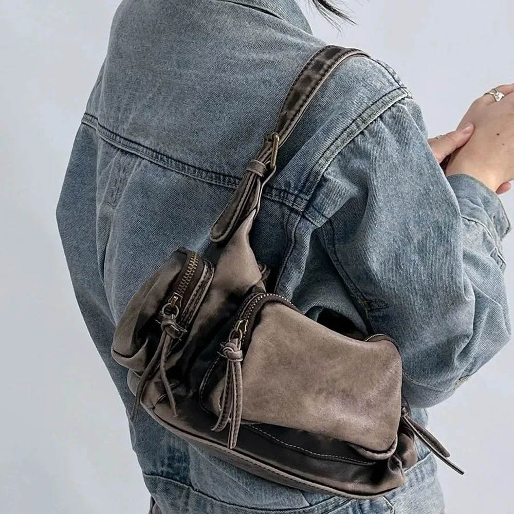 Designer y2k schwarze Grunge Handtasche für coole Mädchen Motor Style Frauen Vintage Punk Umhängetasche Retro Lady Gothic Achsel Taschen