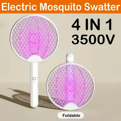 Verbesserte 4 in 1 elektrische Mücken vernichter faltbare Handheld Bug Zapper USB wiederauf ladbare Fliegen klatsche mit UV-Licht falle Insekt