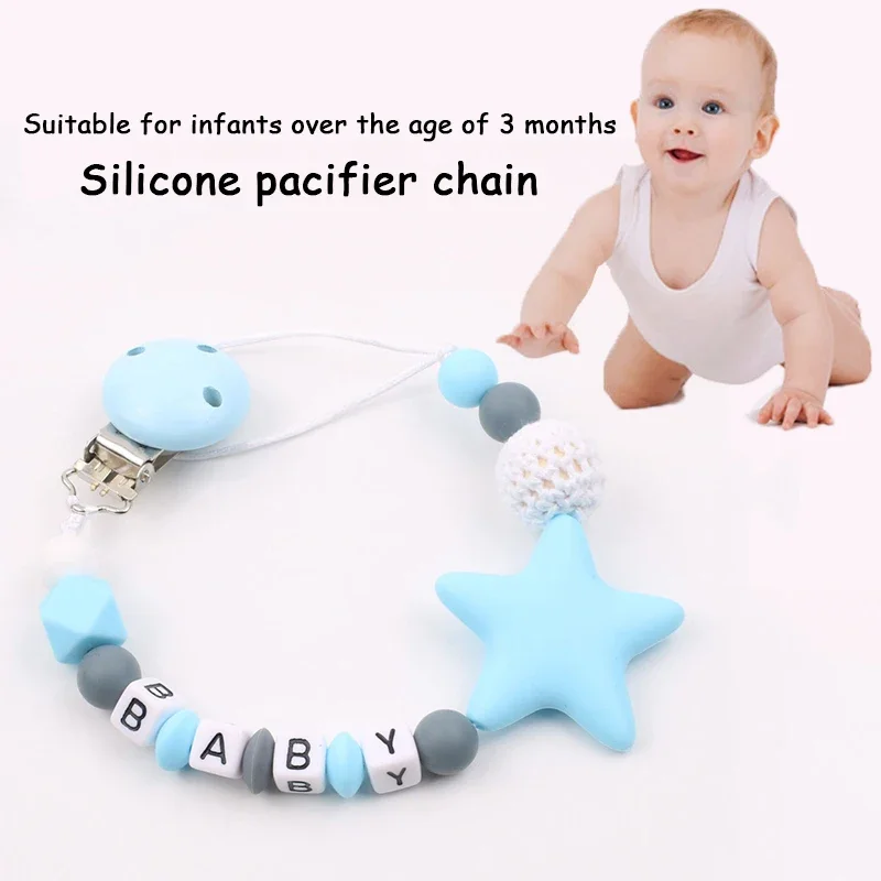 1Pc Schnuller Zubehör Silikon fünfzackigen Stern Anti-drop Infant Schnuller Kette Nette Pentagramm Baby Produkte Image