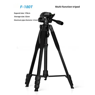 F180T Professional Tripod 180cm Phone HolderMultifunction Outdoor Portable Tripod for Live Streaming Photography Shooting Tripod