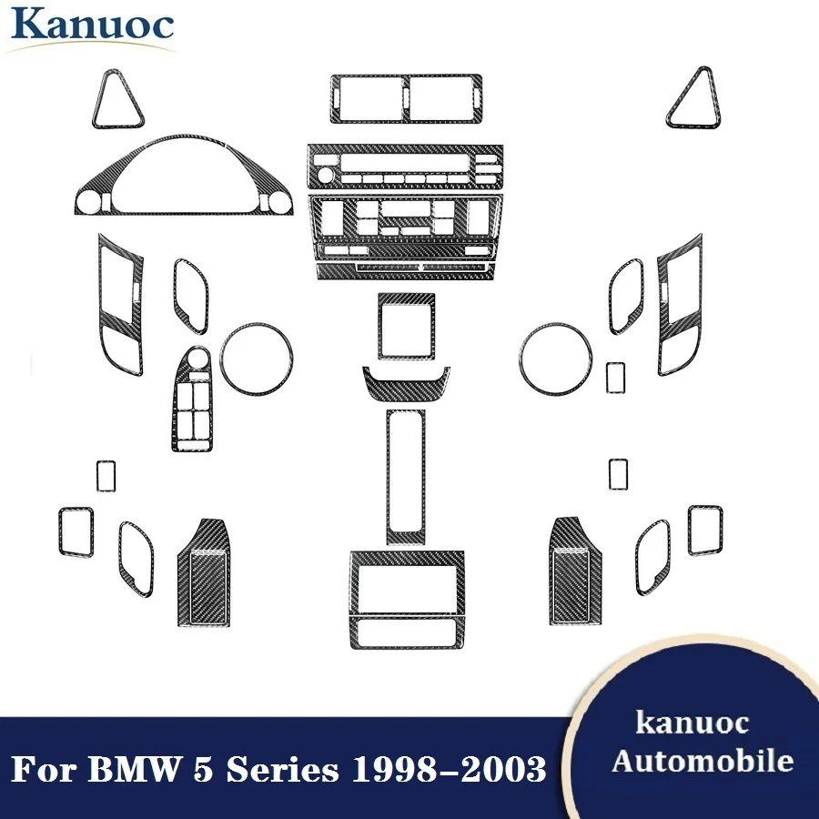 Für BMW 5er E39 1998 1999–2003 Mittelkonsole, Kohlefaser-Aufkleber, Zubehör, Auto-Innenraum, dekorative Verkleidung Image