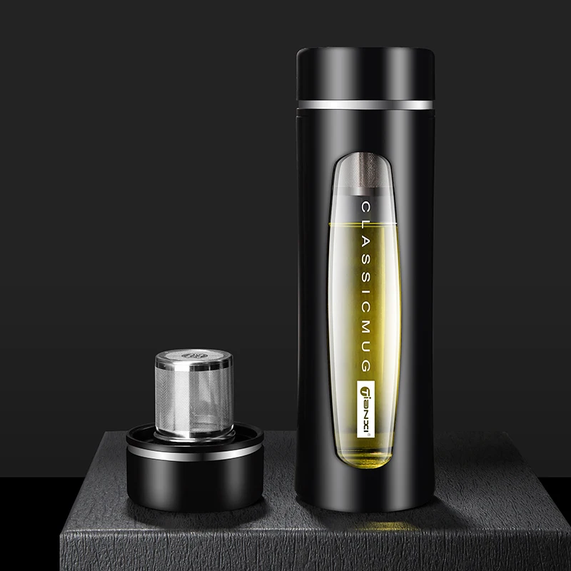 Doppelte Glas-Wasserflasche mit Deckel, tragbare Isolierung, Isolierung und Verbrühungsschutz, Teetasse, Mädchen, Kaffee, Milch, Saftbecher Image