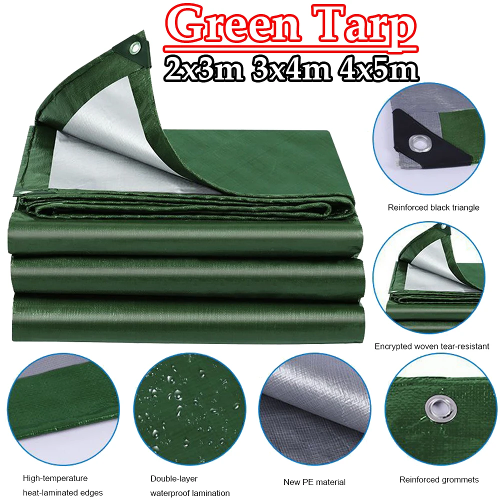 Große Plane, wasserdicht, robust, 2 x 3 m, 4 x 5 m, Plane, Regenschutz, verstärkt, Mehrzweck-Mehrzweck-Markise für den Außenbereich, Garten, Hinterhof Image