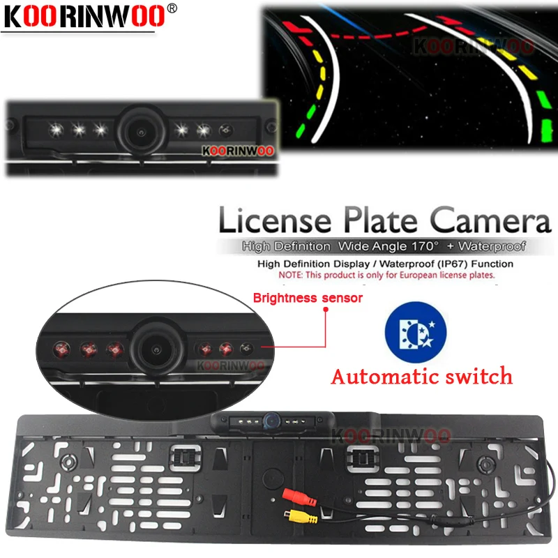 Koorinwoo Auto-Kennzeichenrahmen, intelligente dynamische Flugbahnverfolgung, Rückfahrkamera, HD, automatische Rückfahrkamera, Parkunterstützung Image