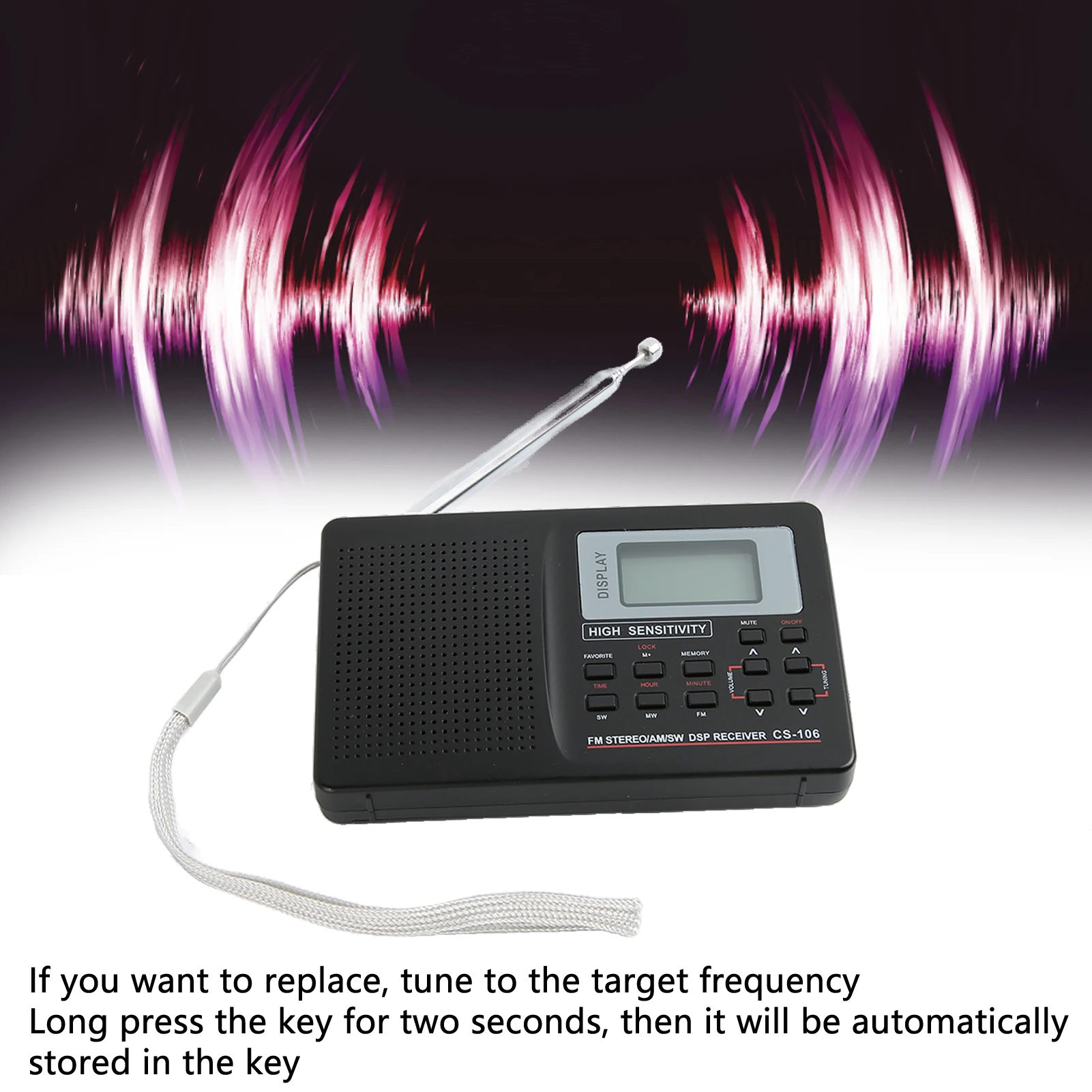 Bin fm sw radio speicher funktion verlust arme hintergrund beleuchtungs tasten tragbares digitales vollband radio mit wecker