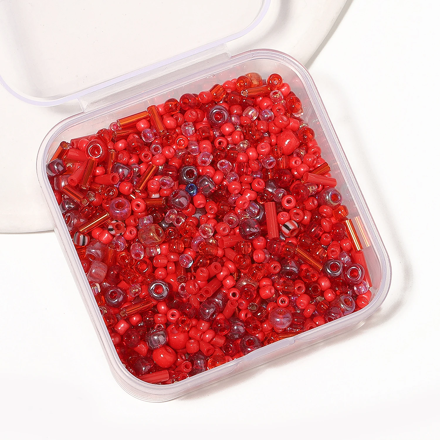 700Pcs/box Red Color Japanese Seed Beads Mixed Delica Round Glass Beads Multi-shapes Twist Bugle Tube For Clothing Accessory