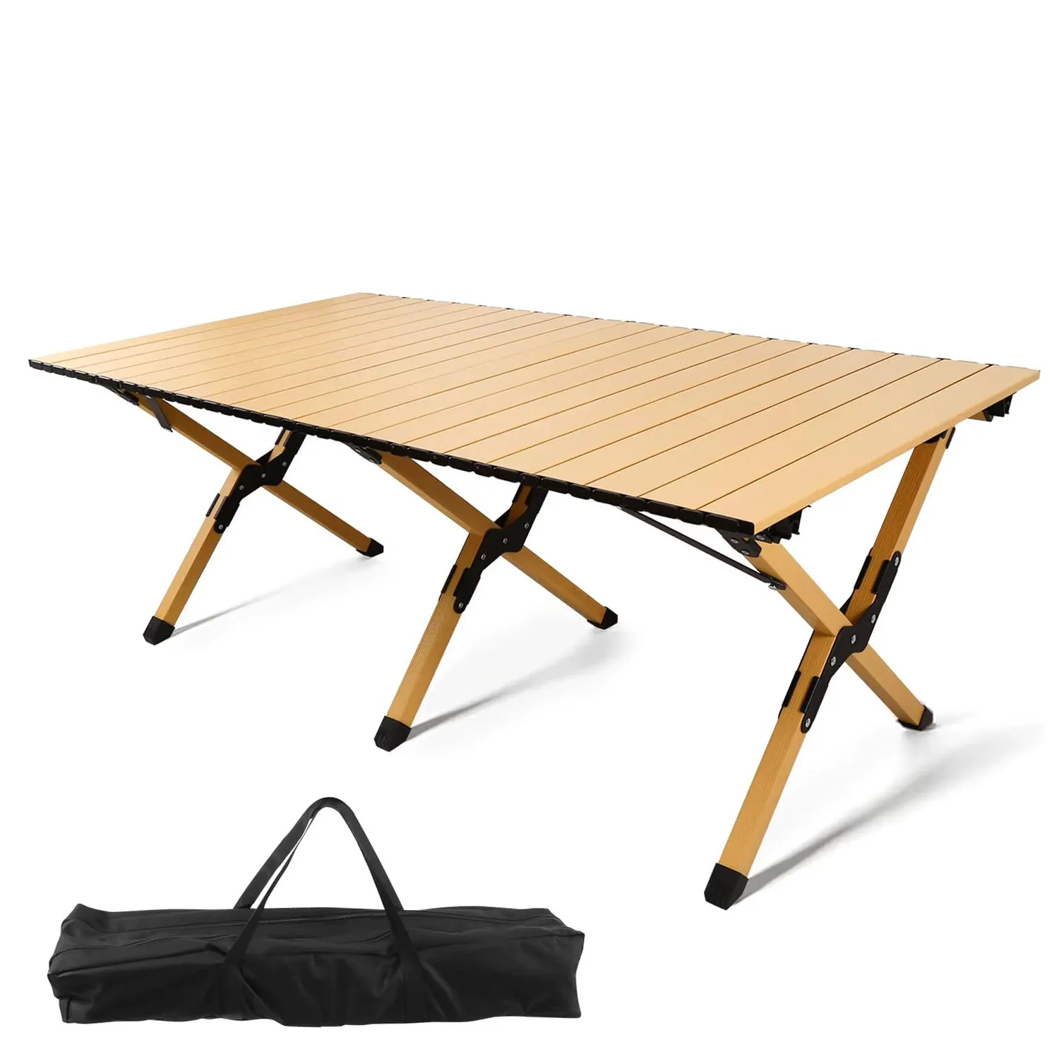 Klappbarer Campingtisch, leichter Rolltisch, niedriger tragbarer Picknicktisch aus Aluminium mit Tragetasche für Outdoor, Strand, Picknick