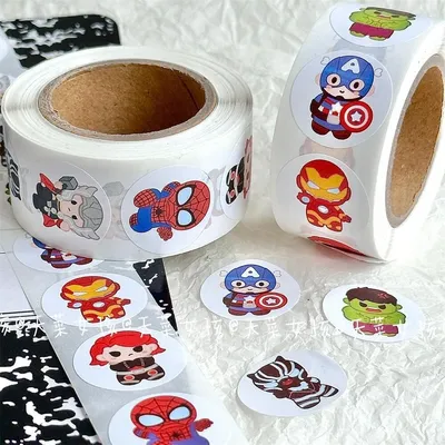 Neue 500PCS Avengers Roll Aufkleber MV Dekorative Dichtung Aufkleber Circular Alliance Hulk Stahl Image
