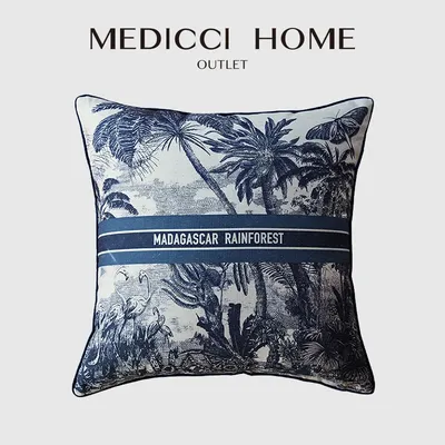 Medicci Hause Madagaskar Regenwald Kissen Abdeckung Toile De Jouy Stil Druck Vintage Kissen Fall 45x45cm Für Sofa couch Stuhl Image
